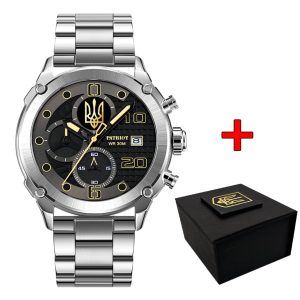 Наручний годинник Patriot 016 Тризуб золото Silver-Black Steel img-1