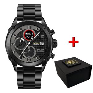 Наручний годинник Patriot 016 Ваше Лого Black-Black Steel img-1