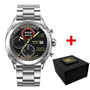 Наручний годинник Patriot 016 Ваше Лого Silver-Black Steel img-1