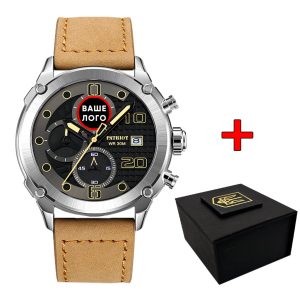Наручний годинник Patriot 016 Ваше Лого Silver Light Brown img-1