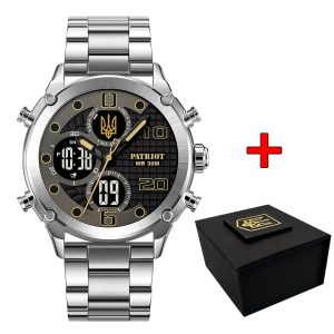 Наручний годинник Patriot 017 Тризуб Золото Silver-Black Steel img-1