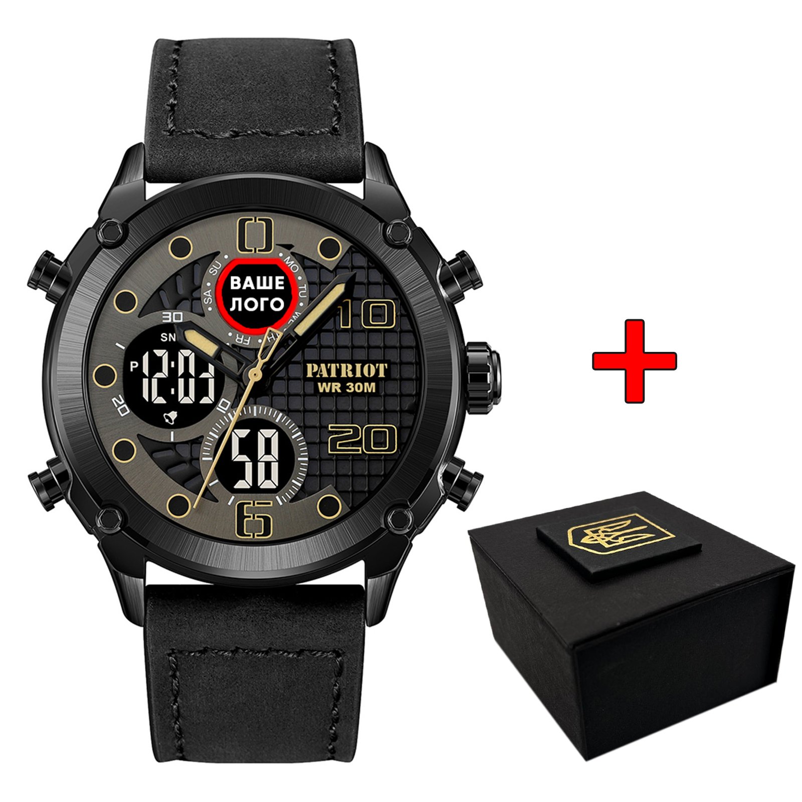Наручний годинник Patriot 017 Ваше Лого All Black img-1