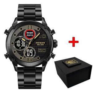 Наручний годинник Patriot 017 Ваше Лого All Black Steel img-1