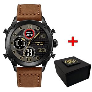 Наручний годинник Patriot 017 Ваше Лого Black-Brown img-1