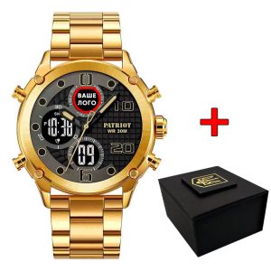 Наручний годинник Patriot 017 Ваше Лого Gold-Black Steel img-1