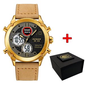 Наручний годинник Patriot 017 Ваше Лого Gold-White-Light Brown img-1