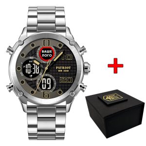 Наручний годинник Patriot 017 Ваше Лого Silver-Black Steel img-1