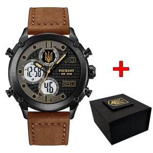 Наручний годинник Patriot 017BKBR Тризуб золото Black-Brown img-1
