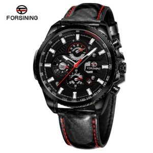 Наручний годинник Forsining 6909 All Black Leather img-1