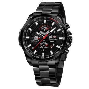 Наручний годинник Forsining 6909 All Black-Red img-1