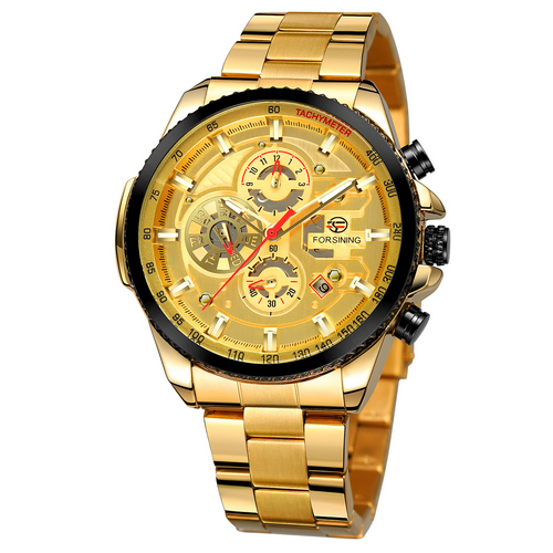 Наручний годинник Forsining 6909 Gold-Black-Gold img-1