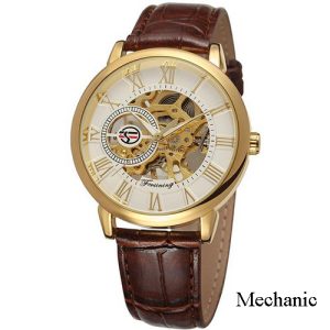 Наручний годинник Forsining 8099 Brown-Gold-White img-1