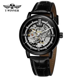 Наручний годинник Forsining 8173 All Black-Silver Leather img-1