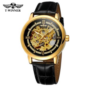 Наручний годинник Forsining 8173 Gold-Black Leather img-1