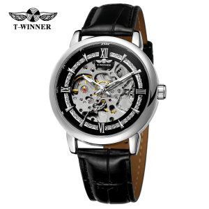 Наручний годинник Forsining 8173 Silver-Black Leather img-1