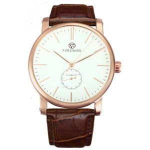 Наручний годинник Forsining 8214 Gold-White-Brown img-1