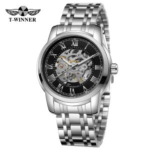 Наручний годинник Forsining 8250 Silver-Black Steel img-1