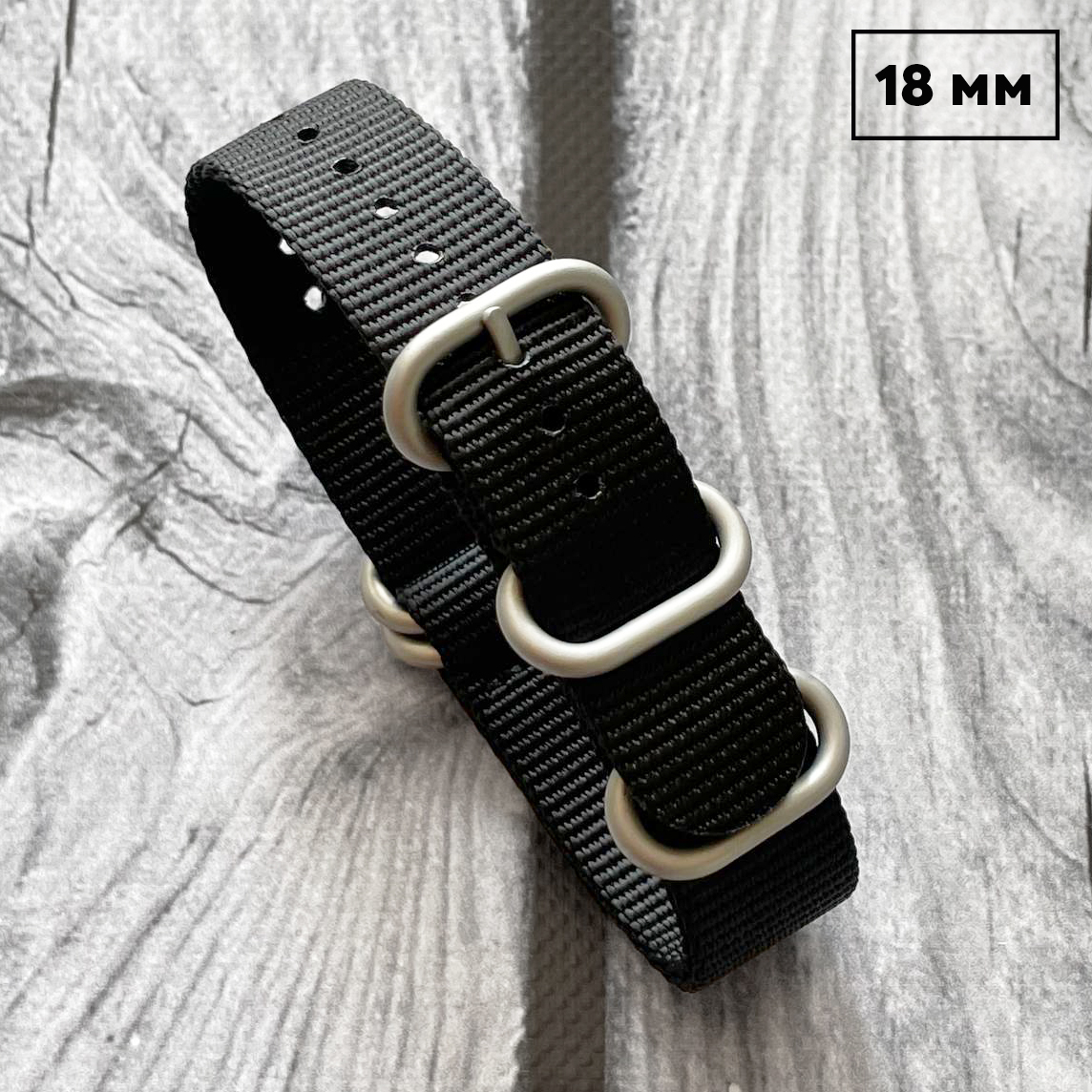 Наручний годинник Ремешок Nato Black 18 мм img-1