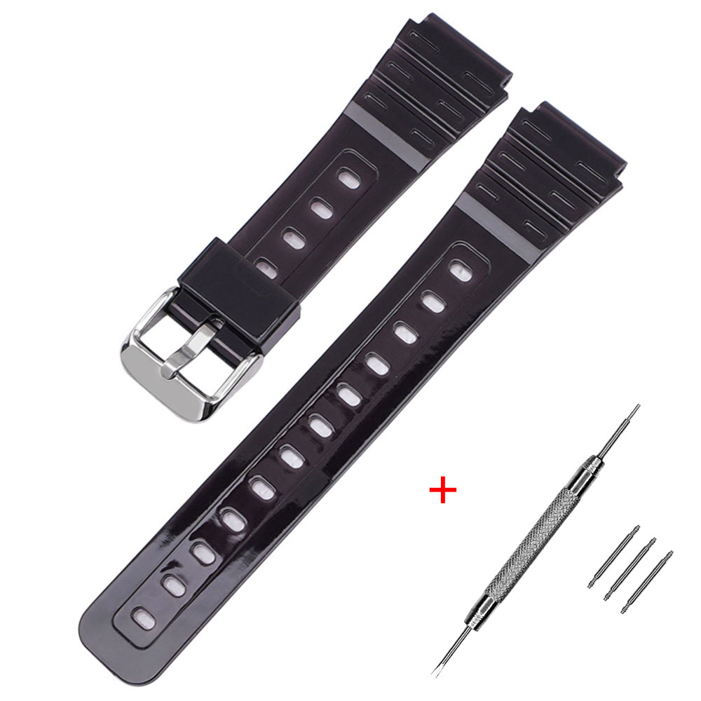 Наручний годинник Ремінець для Casio F-91W Jelly Black SI img-1