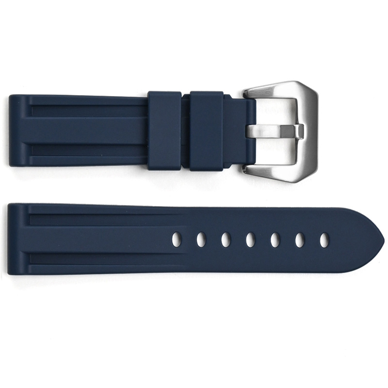 Ремінець для годинника 3001 Silicone Blue-Silver 24 мм.