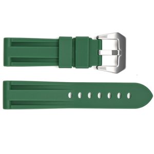 Наручний годинник Ремінець для годинника 3001 Silicone Green-Silver 24 мм. img-1