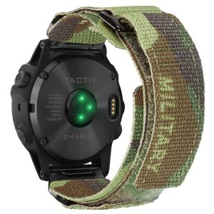 Наручний годинник Ремінець для годинника Hemsut HGA131 Military nylon strap with Velcro Garmin Camo Green 20 mm img-1
