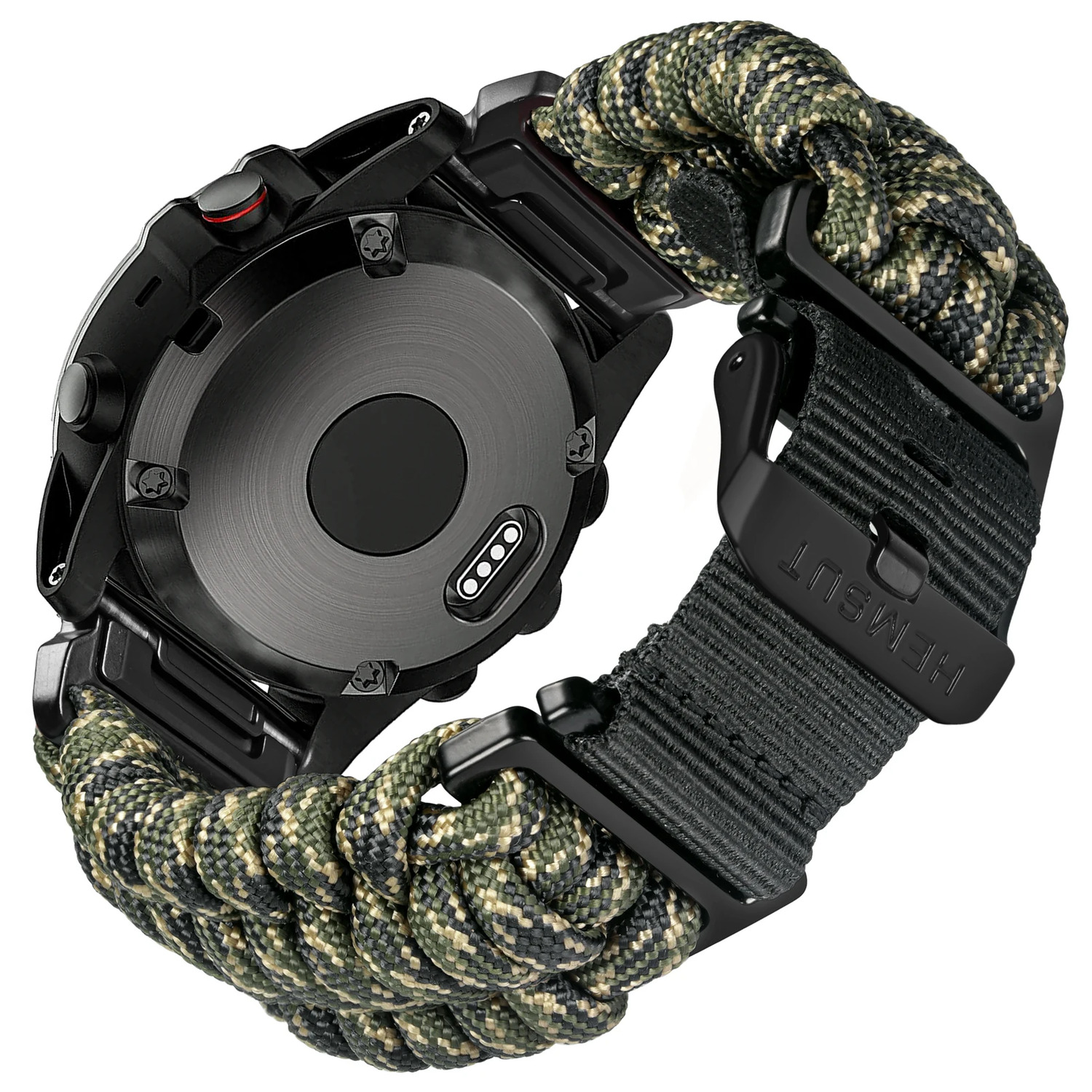 Наручний годинник Ремінець для годинника Hemsut HGA145 Rugged Paracord Garmin Army Green 22 mm img-1