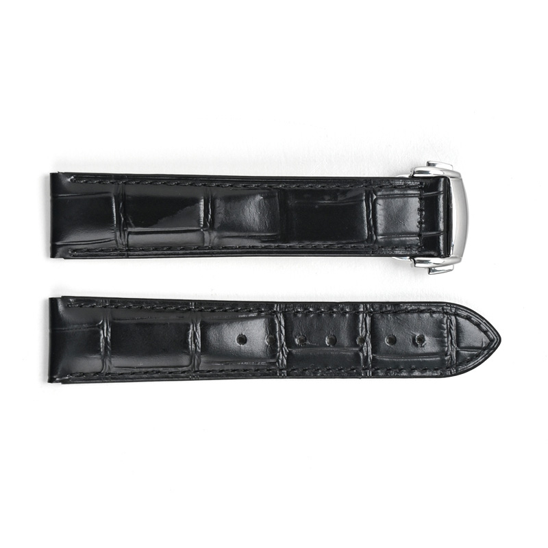 Шкіряний ремінець 3002 Black-Silver 22 мм.