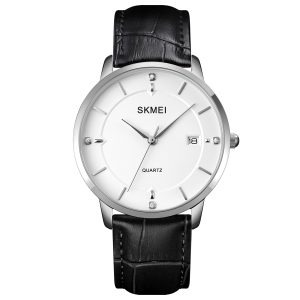 Наручний годинник Skmei 1801LSIWT Silver-Black White Leather img-1
