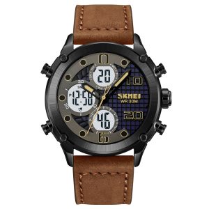 Наручний годинник Skmei 1975LDKBNWT Dark Brown-White Leather. img-1