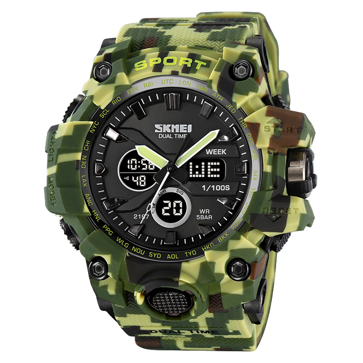 Наручний годинник Skmei 2197CMGN Army Green Camouflage img-1