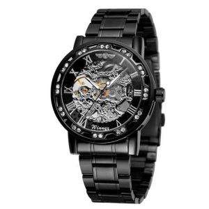 Наручний годинник Winner 8012 Diamonds Automatic Black-Silver img-1