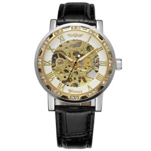 Наручний годинник Winner 8012 Diamonds Automatic Black-Silver-Gold-White img-1