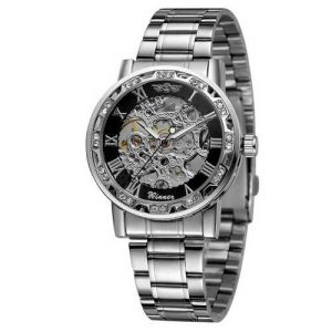 Наручний годинник Winner 8012 Diamonds Automatic Silver-Black img-1