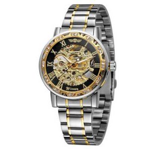 Наручний годинник Winner 8012 Diamonds Automatic Silver-Black-Gold img-1