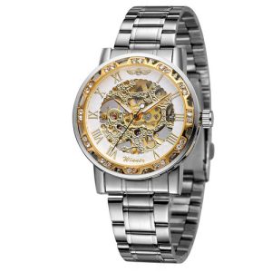 Наручний годинник Winner 8012 Diamonds Automatic Silver-Gold-White img-1