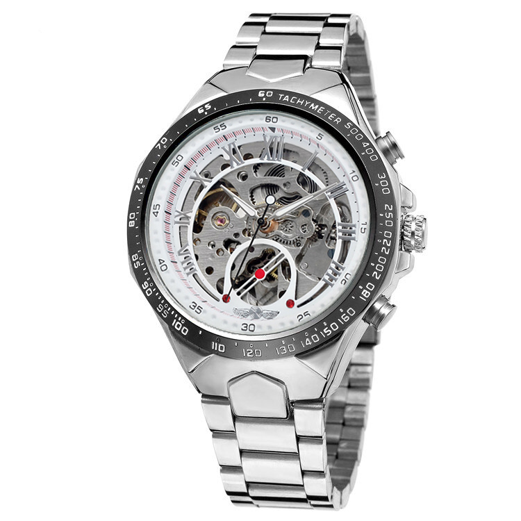 Наручний годинник Winner 8067 Silver-Black-White Red Cristal img-1
