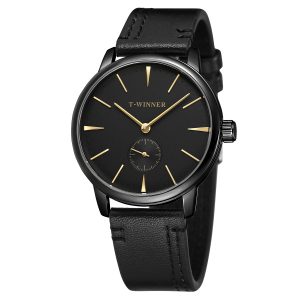 Наручний годинник Winner 8165 Leather Black Rose Gold img-1